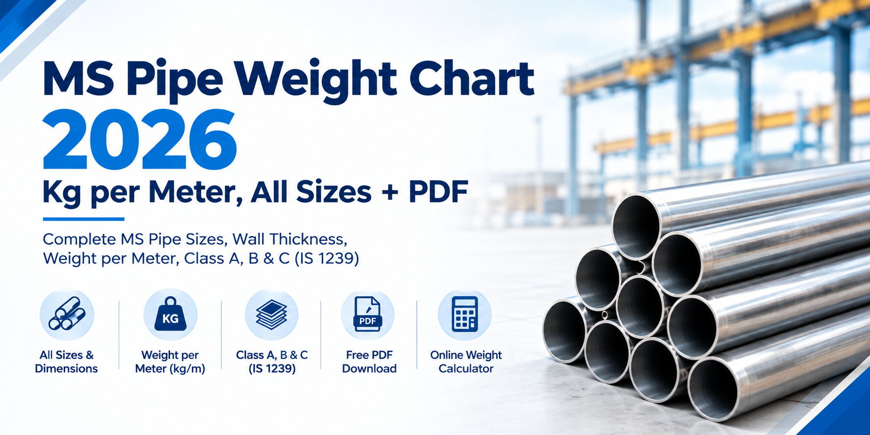 MS Pipe Weight Chart 2026 – Kg per Meter, All Sizes + PDF