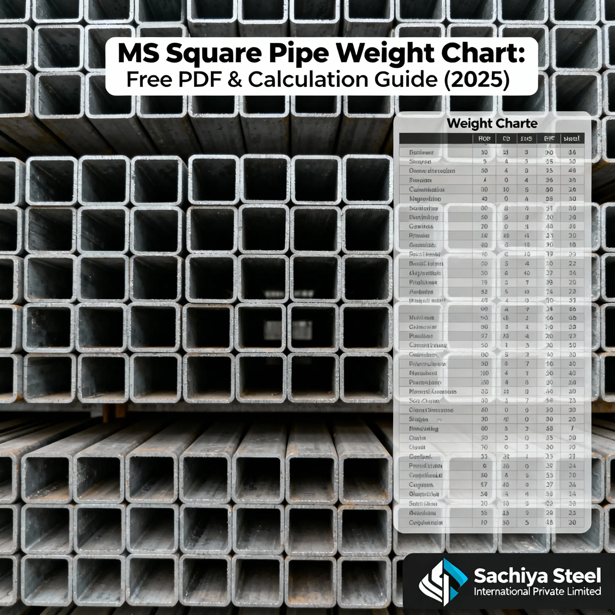 MS Square Pipe Weight Chart