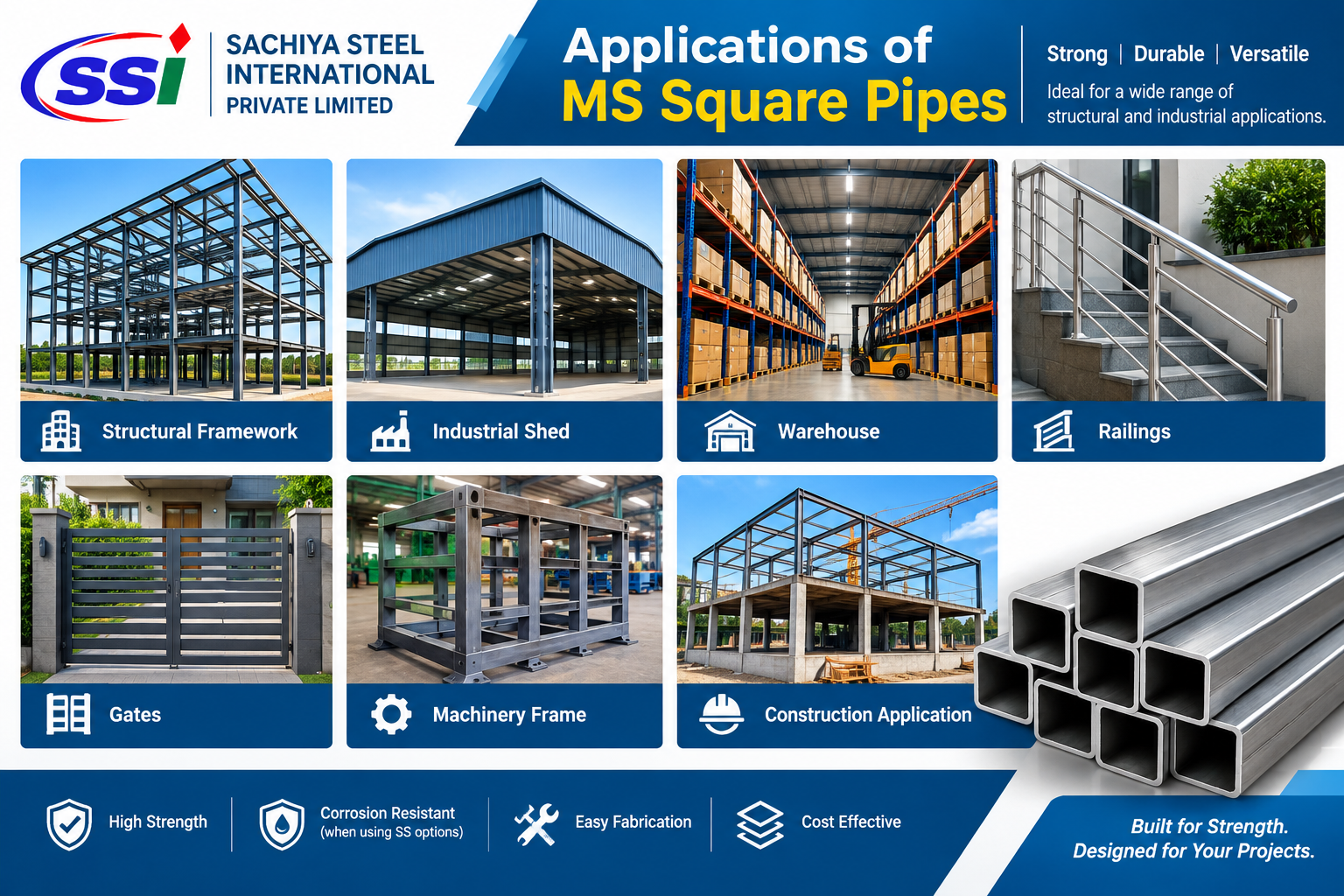 MS Square Pipe Weight Chart & Calculation 2026: Complete Guide MS square pipe applications in construction and industrial projects