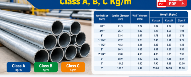 GI Pipe Weight Chart 2026 Class A B C Kg/m