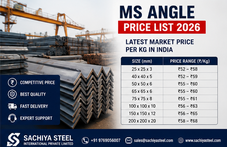 MS Angle Weight Chart 2026: Equal & Unequal Angle Weights MS Angle Price Per Kg in India 2026