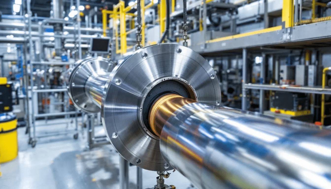 The image depicts the installation of industrial split flanges on a glass-lined chemical processing pipe, showcasing the secure connection using bolts and nuts. The flanges are designed for easy maintenance and corrosion resistance, ideal for various applications in chemical processing systems.